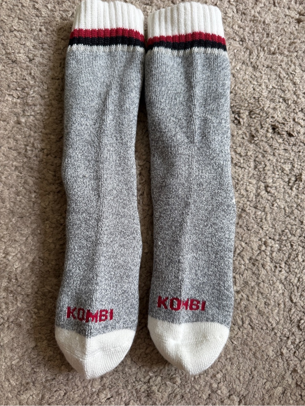 KombiGray Camper Casual Crew Small Socks with Red Accent